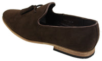 Mocasines de ante para hombre, zapatos de conducir, sin cordones, diseño con borla, línea de cuero, negro, cómodos