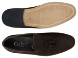 Mocasines de ante para hombre, zapatos de conducir, sin cordones, diseño con borla, línea de cuero, negro, cómodos