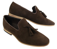 Mocasines de ante para hombre, zapatos de conducir, sin cordones, diseño con borla, línea de cuero, negro, cómodos