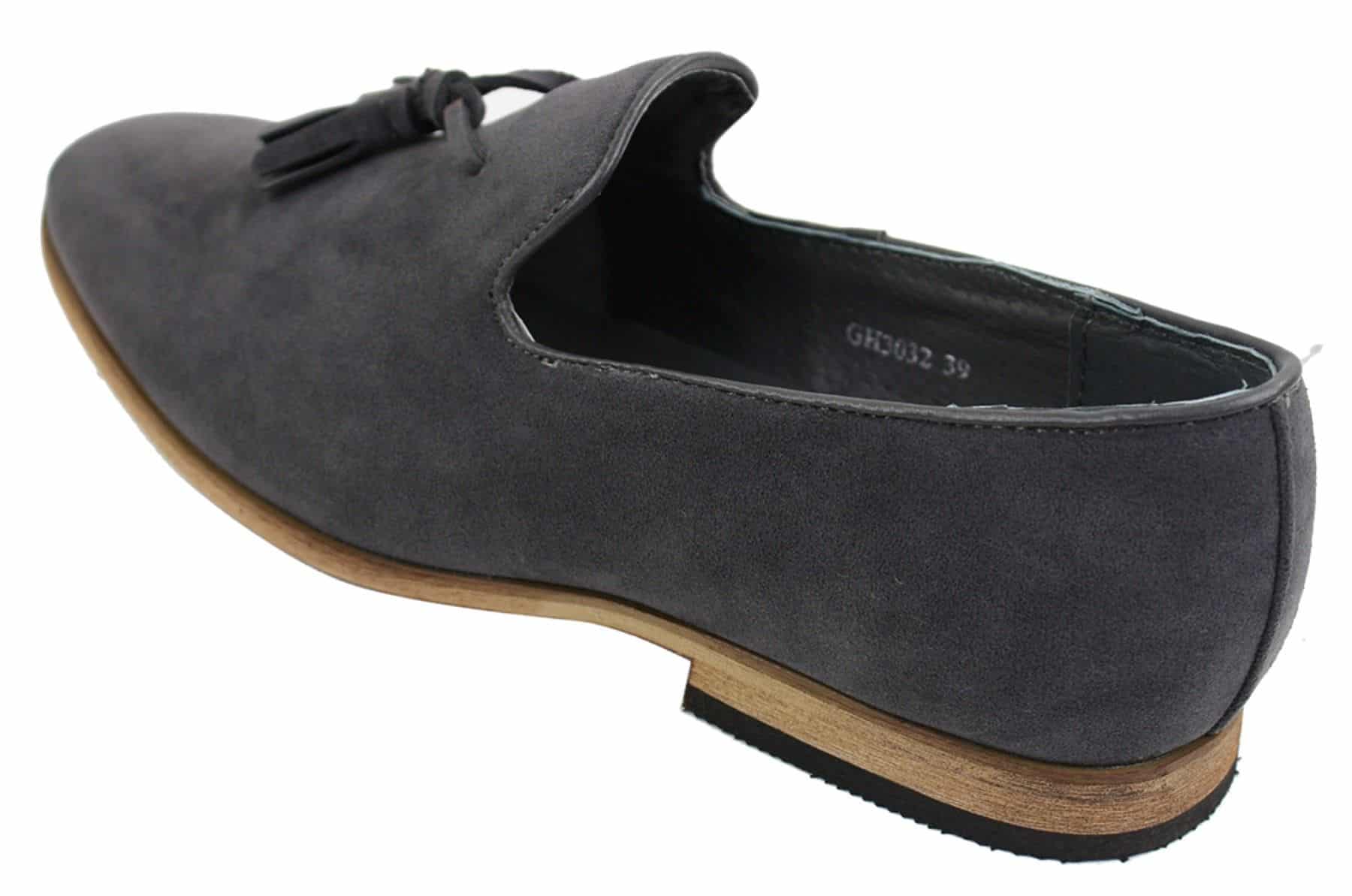 Mocasines de ante para hombre, zapatos de conducir, sin cordones, diseño con borla, línea de cuero, negro, cómodos