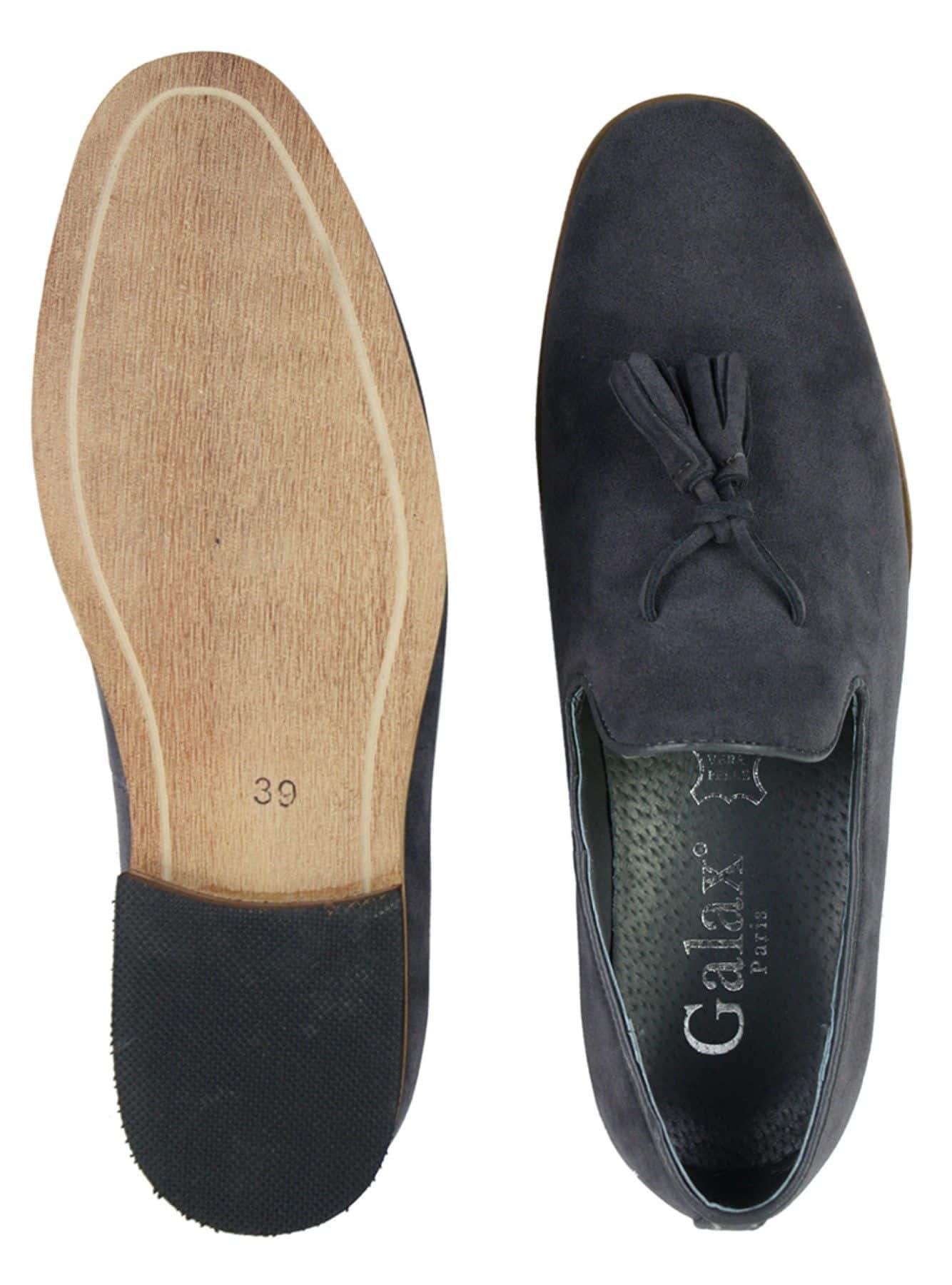 Mocasines de ante para hombre, zapatos de conducir, sin cordones, diseño con borla, línea de cuero, negro, cómodos