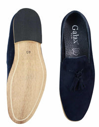 Mocasines de ante para hombre, zapatos de conducir, sin cordones, diseño con borla, línea de cuero, negro, cómodos
