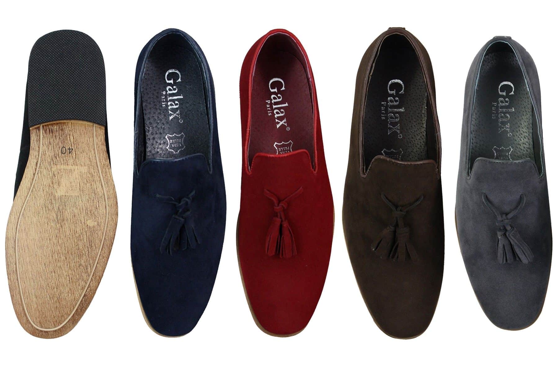 Mocasines de ante para hombre, zapatos de conducir, sin cordones, diseño con borla, línea de cuero, negro, cómodos