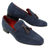 Mocasines de ante para hombre, zapatos de conducir, sin cordones, diseño con borla, de piel, elegantes e informales.