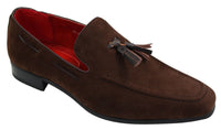 Mocasines de ante para hombre, zapatos de conducir, sin cordones, diseño con borla, de piel, elegantes e informales.