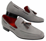 Mocasines de ante para hombre, zapatos de conducir, sin cordones, diseño con borla, de piel, elegantes e informales.