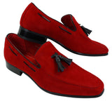 Mocasines de ante para hombre, zapatos de conducir, sin cordones, diseño con borla, de piel, elegantes e informales.