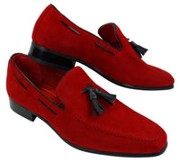 Mocasines de ante para hombre, zapatos de conducir, sin cordones, diseño con borla, de piel, elegantes e informales.