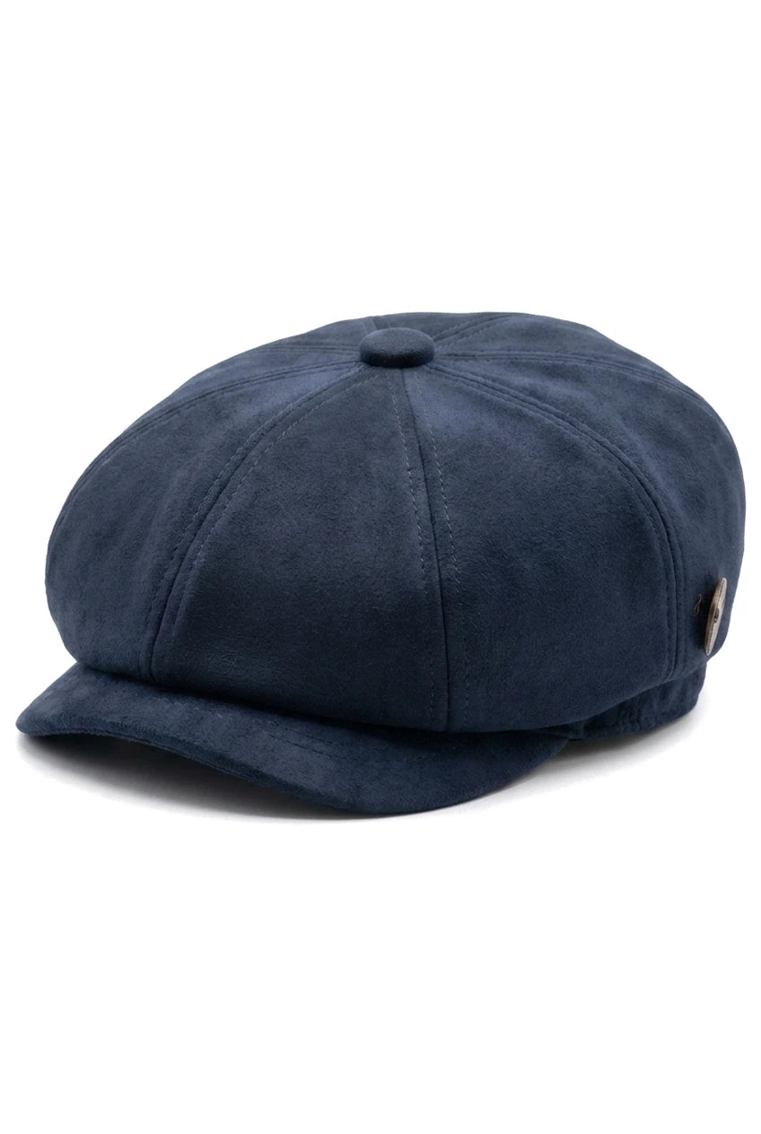 Gorra clásica Gatsby Baker Boy de gamuza vintage de 8 paneles para hombre - Azul marino