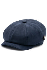 Gorra clásica Gatsby Baker Boy de gamuza vintage de 8 paneles para hombre - Azul marino