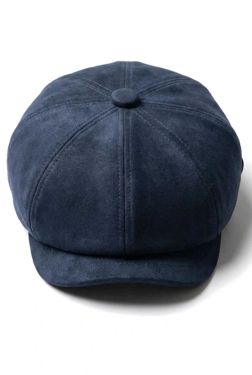 Gorra clásica Gatsby Baker Boy de gamuza vintage de 8 paneles para hombre - Azul marino