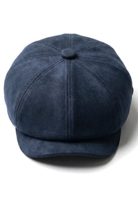 Gorra clásica Gatsby Baker Boy de gamuza vintage de 8 paneles para hombre - Azul marino