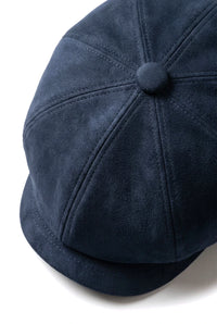 Gorra clásica Gatsby Baker Boy de gamuza vintage de 8 paneles para hombre - Azul marino