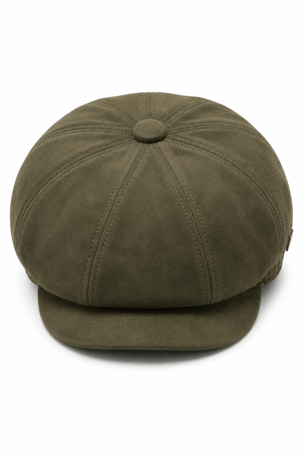 Gorra clásica Gatsby Baker Boy de gamuza vintage de 8 paneles para hombre - Oliva