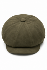 Gorra clásica Gatsby Baker Boy de gamuza vintage de 8 paneles para hombre - Oliva