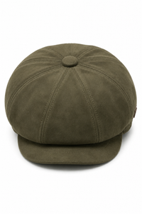 Gorra clásica Gatsby Baker Boy de gamuza vintage de 8 paneles para hombre - Oliva