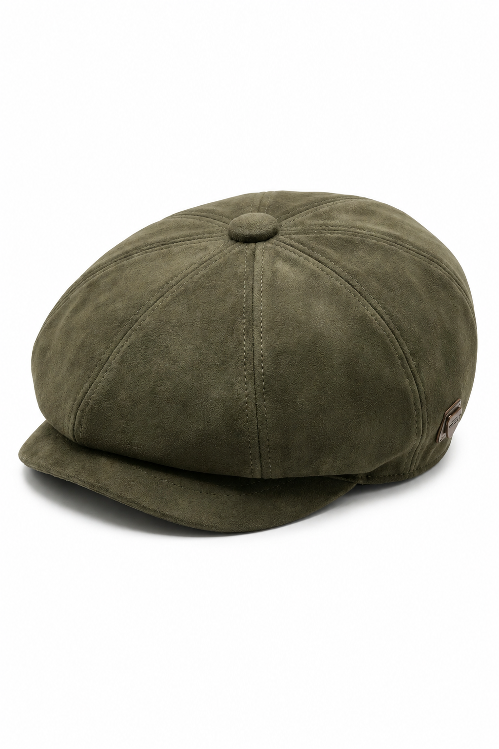 Gorra clásica Gatsby Baker Boy de gamuza vintage de 8 paneles para hombre - Oliva