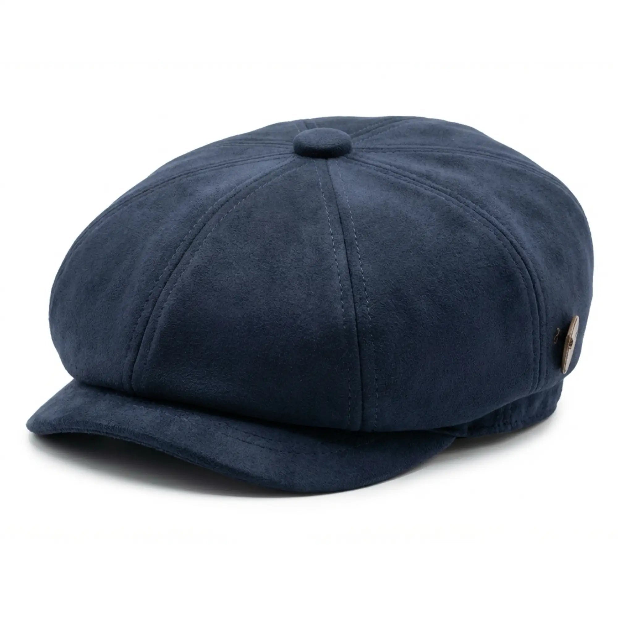Gorra clásica Gatsby Baker Boy de gamuza vintage de 8 paneles para hombre - Azul marino