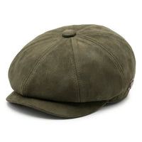 Gorra clásica Gatsby Baker Boy de gamuza vintage de 8 paneles para hombre - Oliva