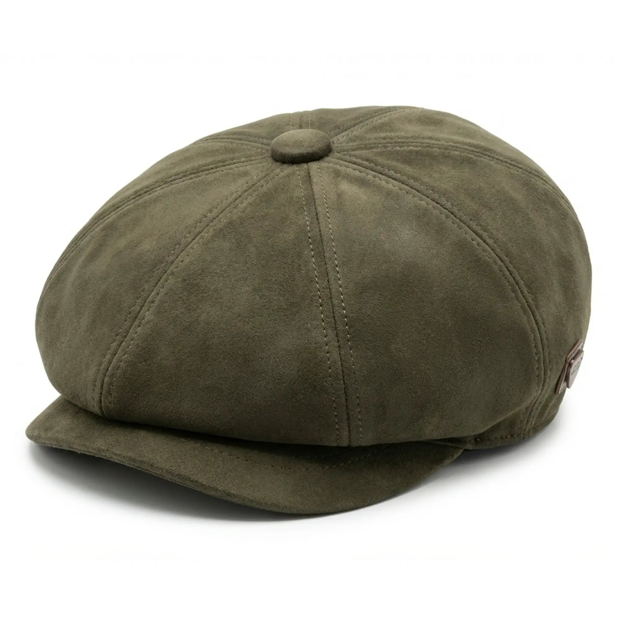 Gorra clásica Gatsby Baker Boy de gamuza vintage de 8 paneles para hombre - Oliva