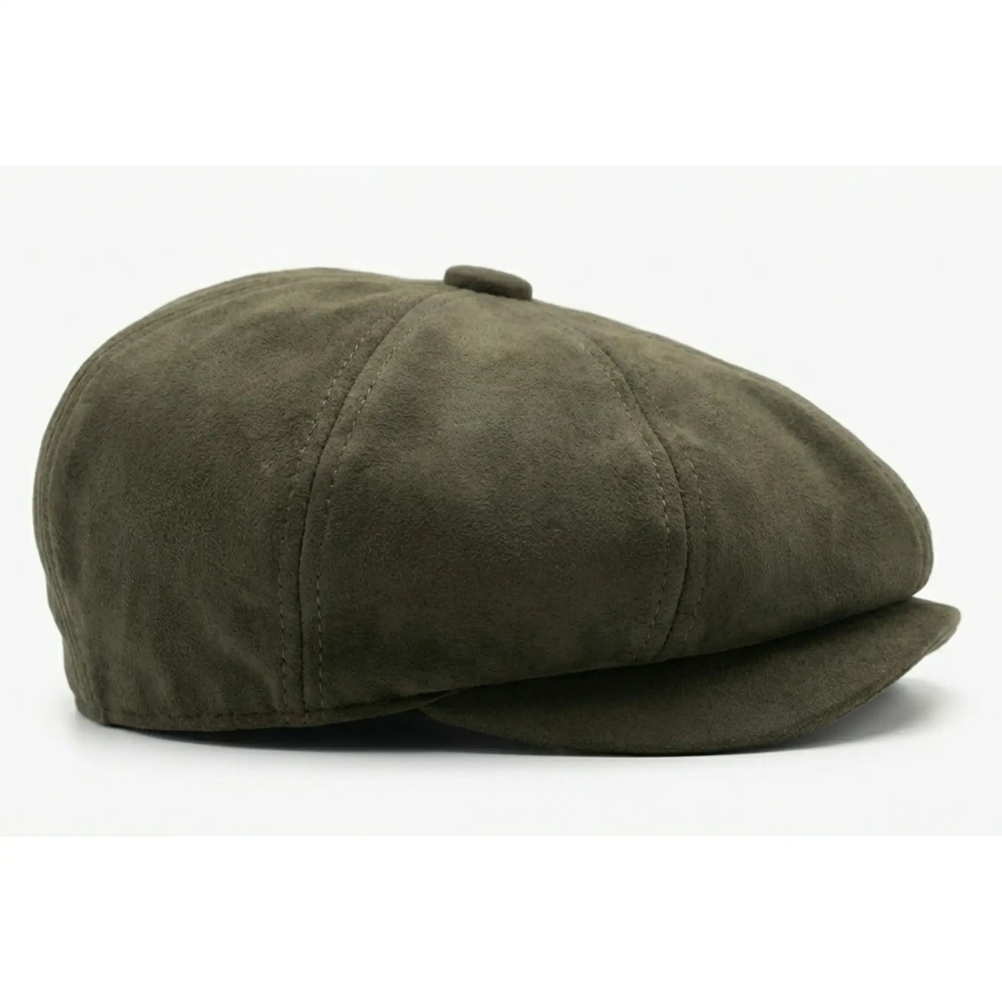 Gorra clásica Gatsby Baker Boy de gamuza vintage de 8 paneles para hombre - Oliva