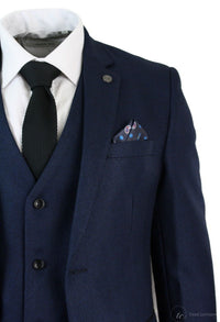 Traje de hombre de 3 piezas, elegante y formal, azul y negro, de diseñador, para bodas y fiestas.