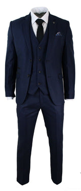 Traje de hombre de 3 piezas, elegante y formal, azul y negro, de diseñador, para bodas y fiestas.