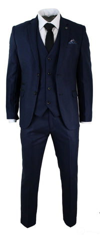 Traje de hombre de 3 piezas, elegante y formal, azul y negro, de diseñador, para bodas y fiestas.