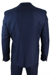 Traje de hombre de 3 piezas, elegante y formal, azul y negro, de diseñador, para bodas y fiestas.