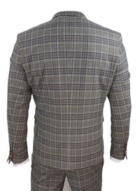 Traje de tres piezas gris a cuadros para hombre