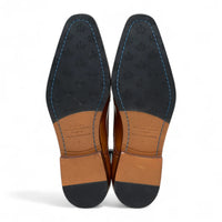 Zapatos brogue clásicos formales con cordones para hombre, de cuero marrón claro.