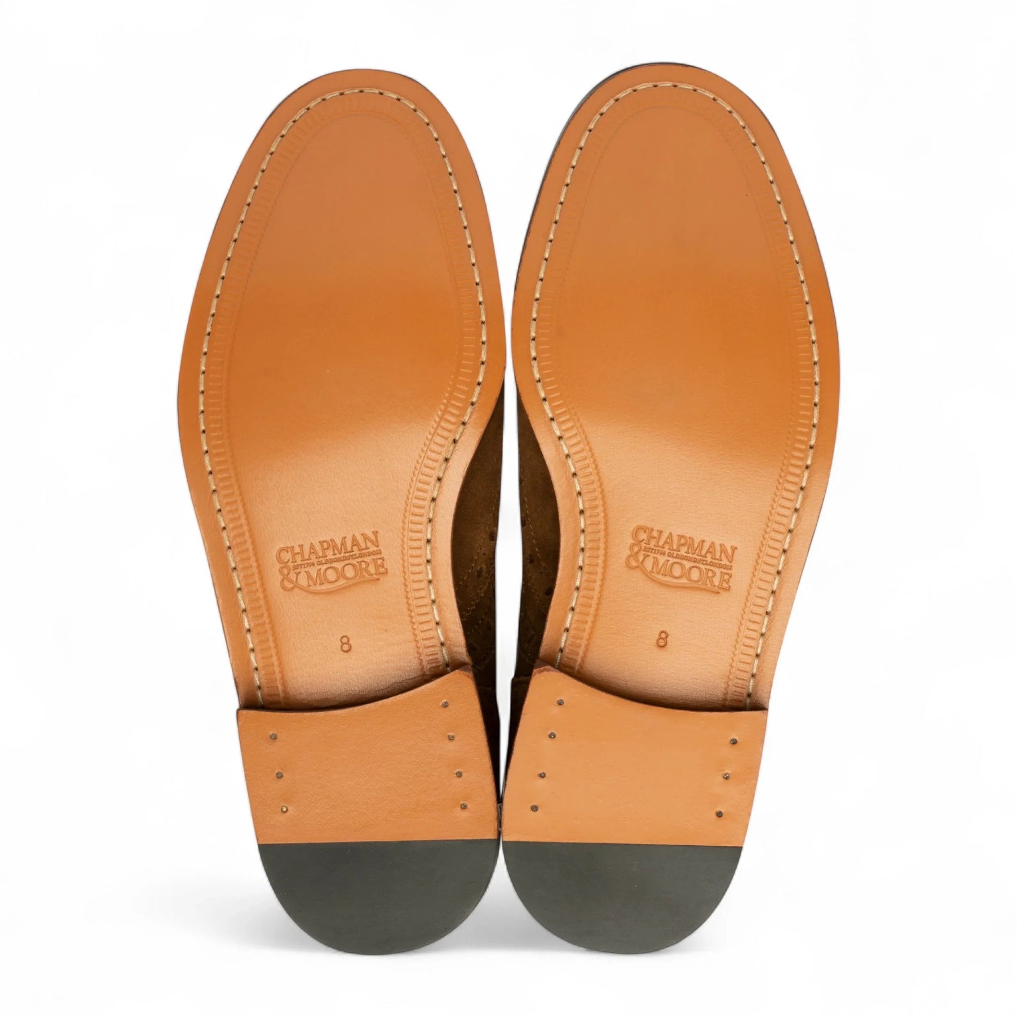 Zapatos Oxford brogue de cuero marrón claro con puntera de ala para hombre
