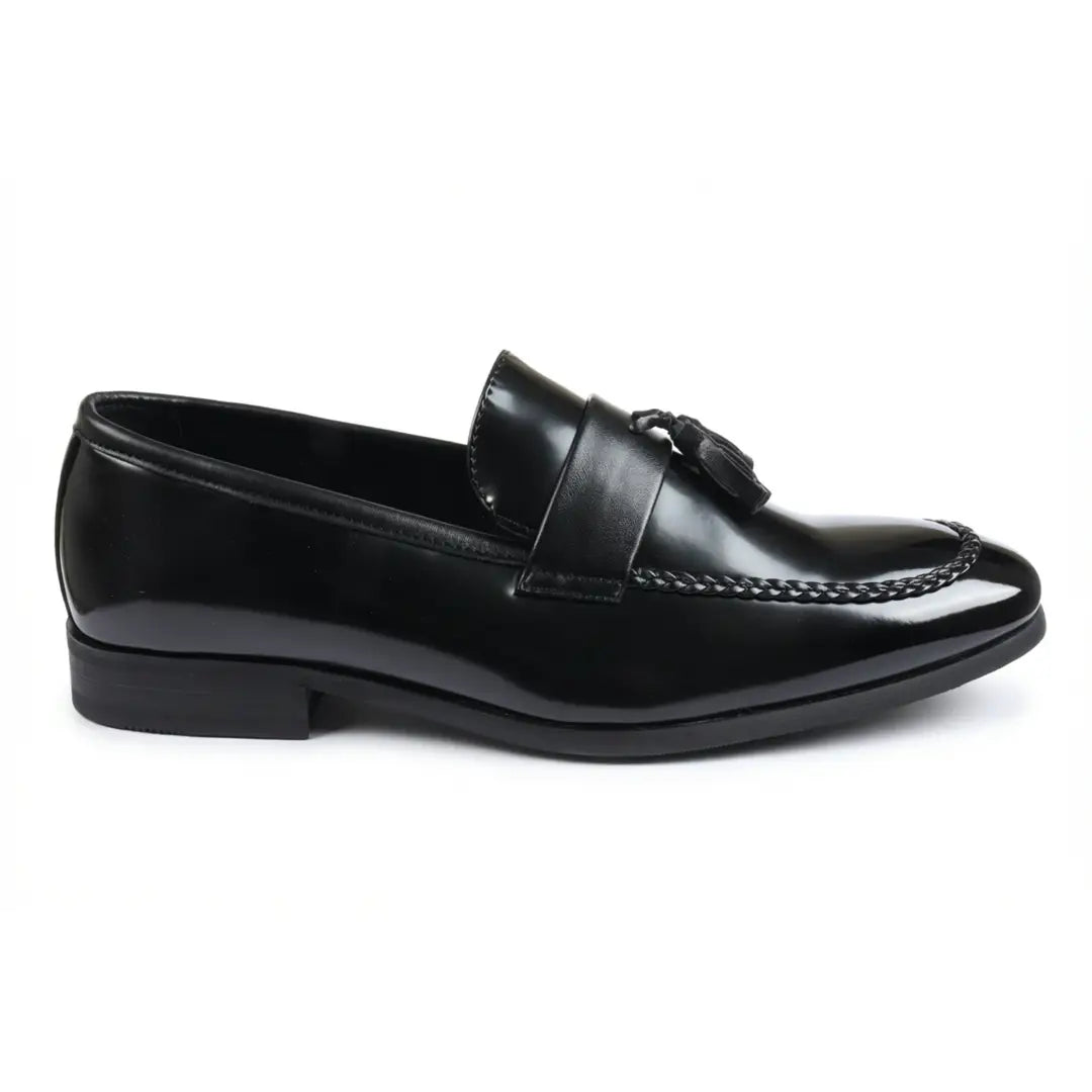 Mocasines sin cordones de alto brillo con borlas para hombre