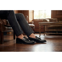 Mocasines sin cordones de alto brillo con borlas para hombre