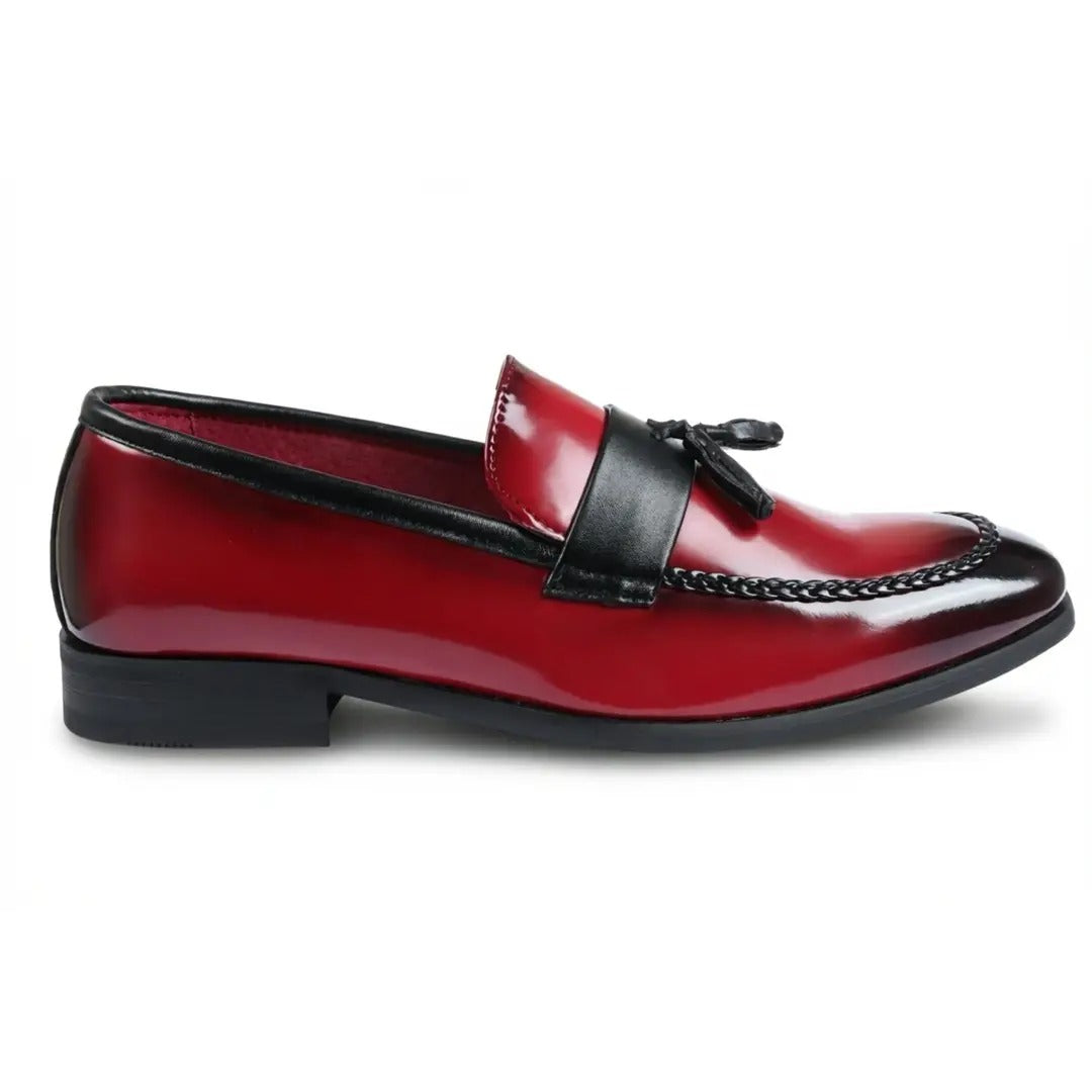 Mocasines sin cordones de alto brillo con borlas para hombre