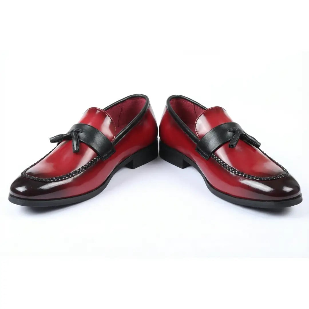 Mocasines sin cordones de alto brillo con borlas para hombre