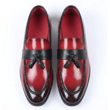 Mocasines sin cordones de alto brillo con borlas para hombre