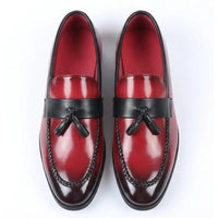 Mocasines sin cordones de alto brillo con borlas para hombre