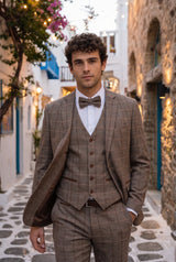 Pajarita de tweed color topo para hombre