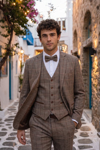 Pajarita de tweed color topo para hombre