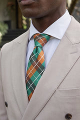 Corbata a cuadros color turquesa para hombre