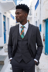Corbata a cuadros color turquesa para hombre