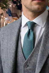 Corbata tejida texturizada color verde azulado para hombre