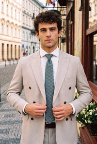 Corbata tejida texturizada color verde azulado para hombre