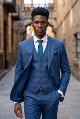 Conjunto de corbata turquesa para hombre con pañuelo de bolsillo y gemelos.