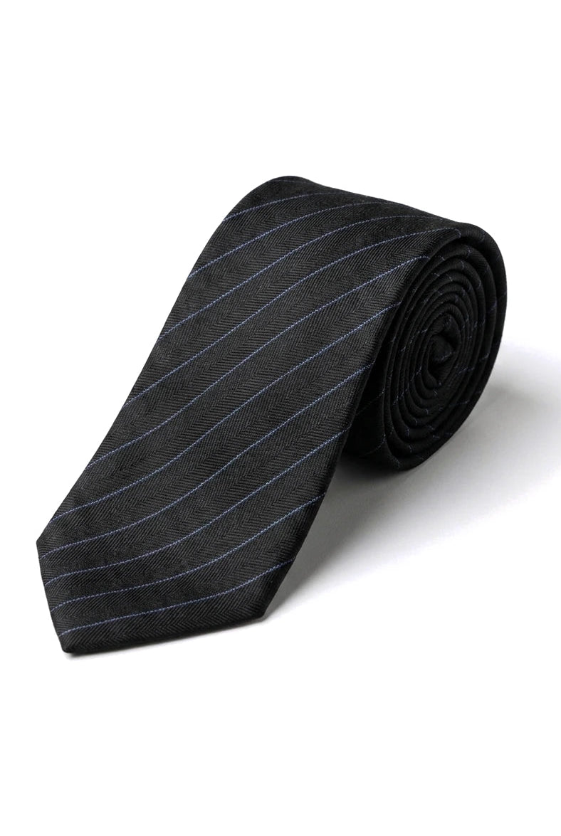 Conjunto de corbata y pañuelo para hombre - Rayas negras STZ42, Talla única