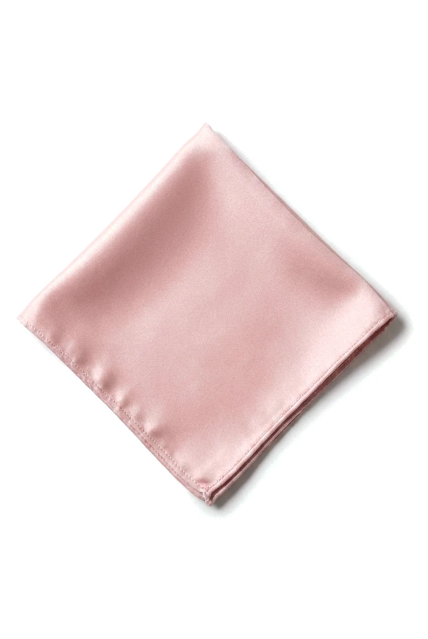 Corbata y pañuelo de bolsillo para hombre, pañuelo de cuello, satén de seda, rosa claro empolvado, melocotón.