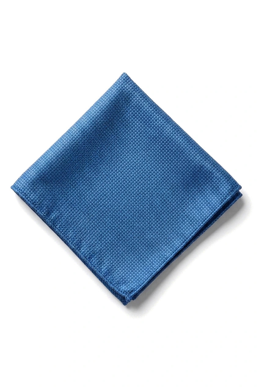 Conjunto de corbata y pañuelo de bolsillo para hombre - Corbata formal lisa - Azul