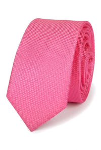 Conjunto de corbata y pañuelo de bolsillo para hombre, corbata formal lisa - Fucsia