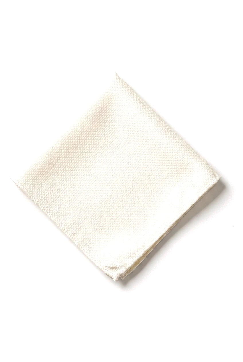 Conjunto de corbata y pañuelo de bolsillo para hombre, corbata formal lisa - Marfil